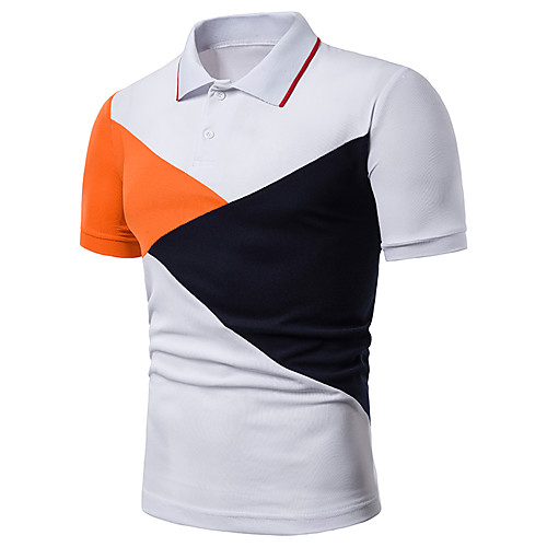 

Men's Golf Shirt Tennis Shirt non-printing Color Block Short Sleeve Casual Tops Cotton Casual White Navy Blue / Summer