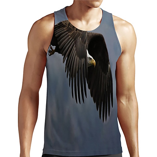 

Men's Unisex Tank Top Undershirt 3D Print Graphic Prints Eagle Animal Plus Size Print Sleeveless Casual Tops Basic Designer Big and Tall Dark Gray