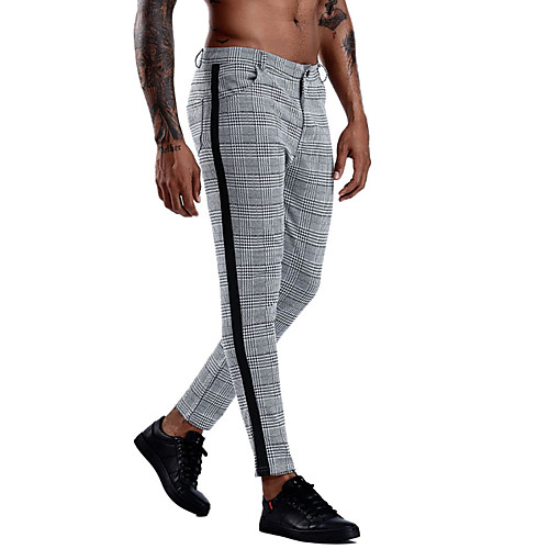 

Men's Basic Daily Going out Chinos Pants Stripe Full Length Drawstring Gray