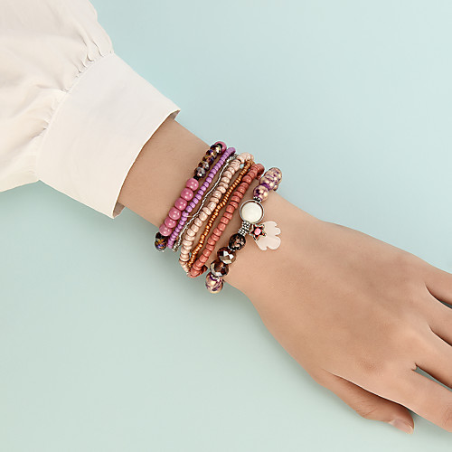 

Bead Bracelet Set 7pcs Stacking Stackable Rainbow Cute Sweet Boho Acrylic Bracelet Jewelry Blushing Pink For Beach Festival