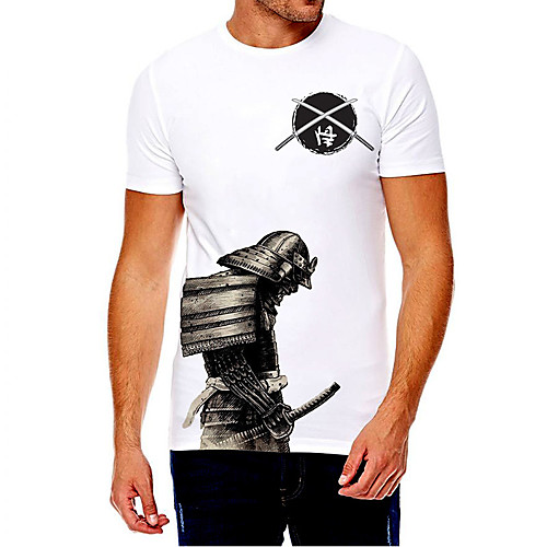 

Men's Unisex Tee T shirt Shirt Hot Stamping Graphic Prints Soldier Plus Size Print Short Sleeve Casual Tops Cotton Basic Fashion Designer Big and Tall Round Neck White / Summer