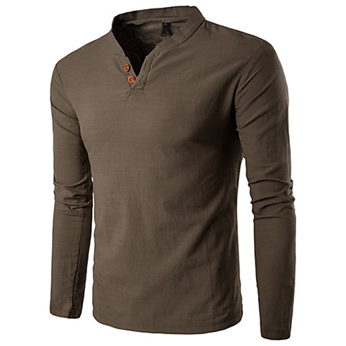 

Men's Shirt Solid Color Button-Down Long Sleeve Casual Tops Casual Fashion Breathable Comfortable Standing Collar Army Green White Black