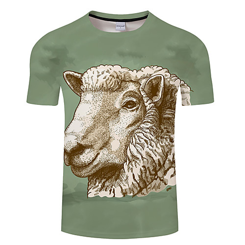 

Men's Unisex Tee T shirt 3D Print Graphic Prints Sheep Animal Plus Size 3D Print Print Short Sleeve Casual Tops Basic Designer Big and Tall White Blue Green