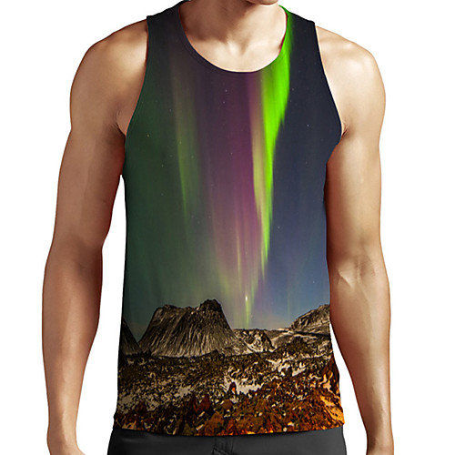 

Men's Unisex Tank Top Undershirt 3D Print Scenery Graphic Prints Plus Size Print Sleeveless Casual Tops Basic Fashion Designer Breathable Blue