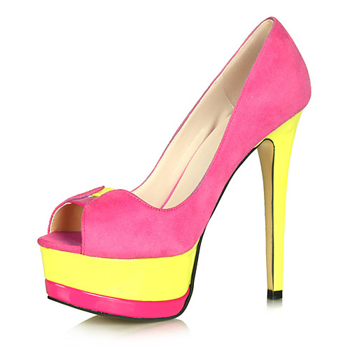 

Women's Heels Stiletto Heel Peep Toe Satin Color Block Pink Orange