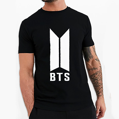 

Men's Unisex Tee T shirt Hot Stamping Graphic Prints Geometry Letter Plus Size Print Short Sleeve Casual Tops Cotton Basic Designer Big and Tall Black