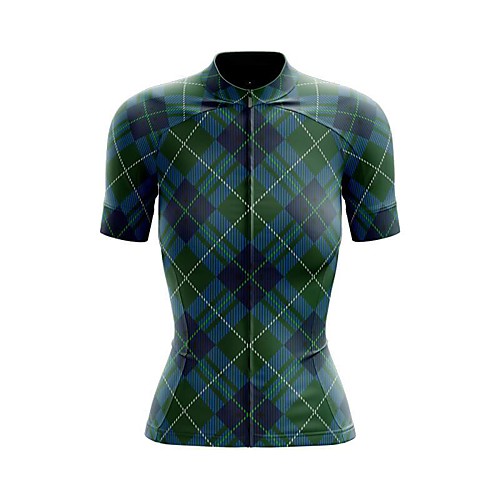 

21Grams Women's Short Sleeve Cycling Jersey Summer Spandex Polyester Black Plaid Checkered Bike Jersey Top Mountain Bike MTB Road Bike Cycling Quick Dry Moisture Wicking Breathable Sports Clothing