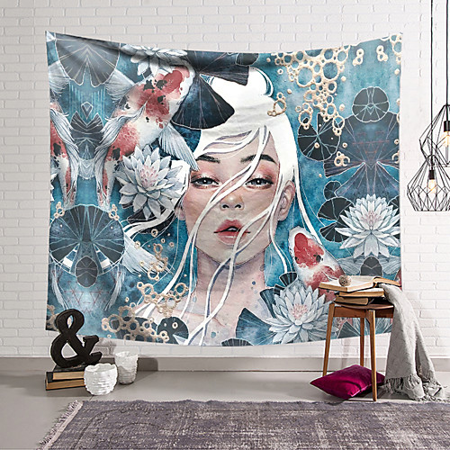 

Fantasy Floral Woman Wall Tapestry Art Decor Blanket Curtain Hanging Home Bedroom Living Room Decoration Polyester