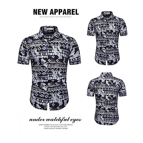 

Men's Shirt Other Prints Floral Short Sleeve Casual Tops Casual Black