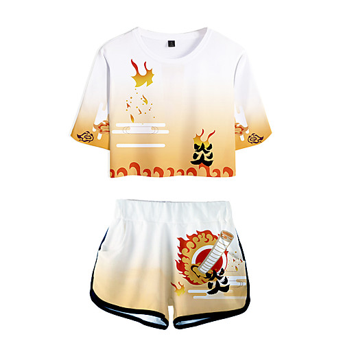 

Inspired by Demon Slayer Cosplay Cosplay Costume Outfits Terylene 3D 2 Piece Printing Harajuku Shorts For Women's / Men's