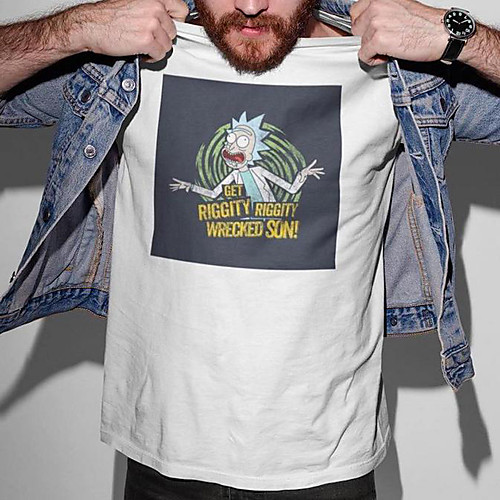 

Men's Unisex Tee T shirt Hot Stamping Cartoon Graphic Prints Plus Size Print Short Sleeve Casual Tops Cotton Basic Cartoon Designer Big and Tall White