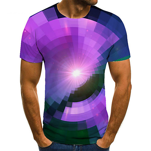 

Men's Unisex Tee T shirt 3D Print Graphic Prints Geometry Plus Size Print Short Sleeve Casual Tops Basic Fashion Designer Big and Tall Purple