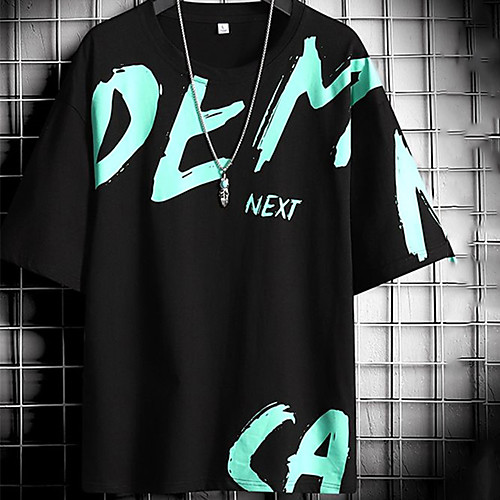 

Men's Unisex Tee T shirt Hot Stamping Graphic Prints Letter Plus Size Print Short Sleeve Casual Tops Cotton Basic Fashion Designer Big and Tall Black Gray