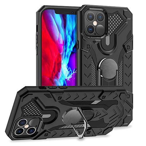 

Rugged Armor Phone Case For iPhone 12 Pro Max 11 SE 2020 X XR XS Max 8 7 Metal Ring Bracket Protection PC Back Cover