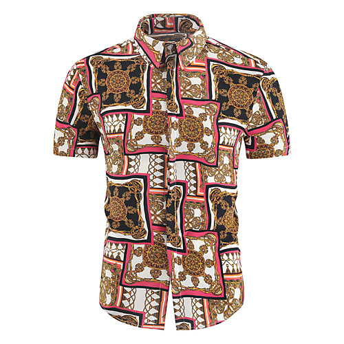 

Men's Shirt Graphic Short Sleeve Casual Tops Simple Hawaiian Rainbow