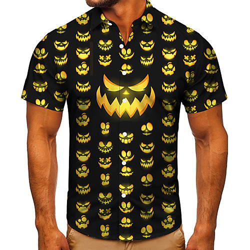 

Men's Shirt 3D Print Cartoon Graphic Prints Button-Down Short Sleeve Street Tops Casual Fashion Classic Breathable Yellow
