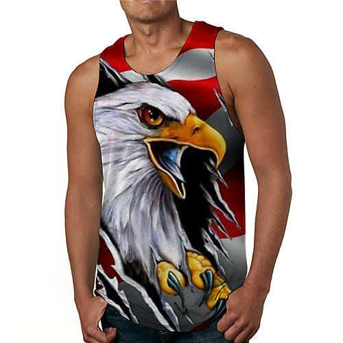 

Men's Tank Top Undershirt 3D Print Graphic Prints Eagle Print Sleeveless Daily Tops Casual Designer Big and Tall Gray