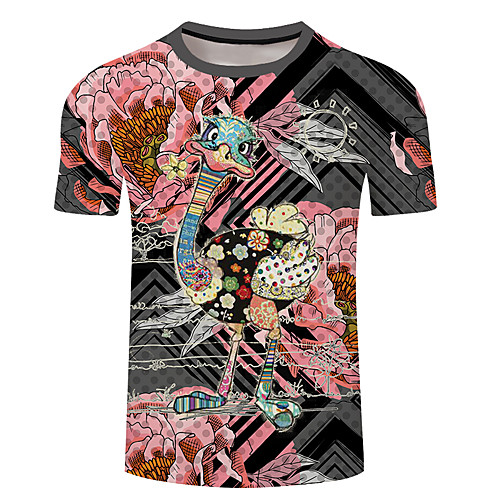 

Men's Unisex Tee T shirt 3D Print Floral Graphic Prints Duck Plus Size 3D Print Short Sleeve Casual Tops Basic Designer Big and Tall Blushing Pink