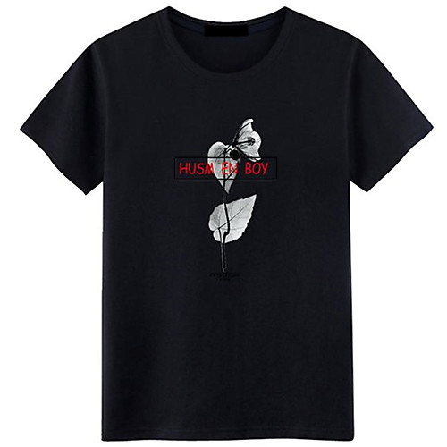 

Men's Unisex Tee T shirt Hot Stamping Graphic Prints Leaves Letter Plus Size Print Short Sleeve Casual Tops Cotton Basic Fashion Designer Big and Tall White Black