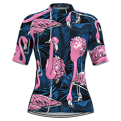 

21Grams Women's Short Sleeve Cycling Jersey Summer Spandex Polyester Blue Stripes Flamingo Leaf Bike Jersey Top Mountain Bike MTB Road Bike Cycling Quick Dry Moisture Wicking Breathable Sports