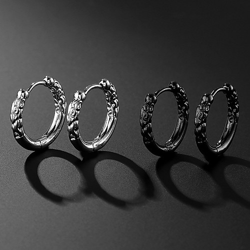 

Men's Earrings Classic Holiday Birthday Stylish Simple Stainless Steel Earrings Jewelry White / Black For Street Formal Date Festival 1pc