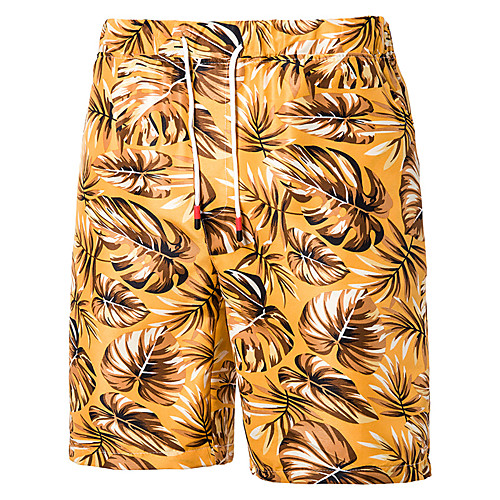 

Men's Casual Plus Size Loose Casual Holiday Shorts Bermuda shorts Pants Graphic Leaf Knee Length Blue Gold Green / Summer / Drawstring