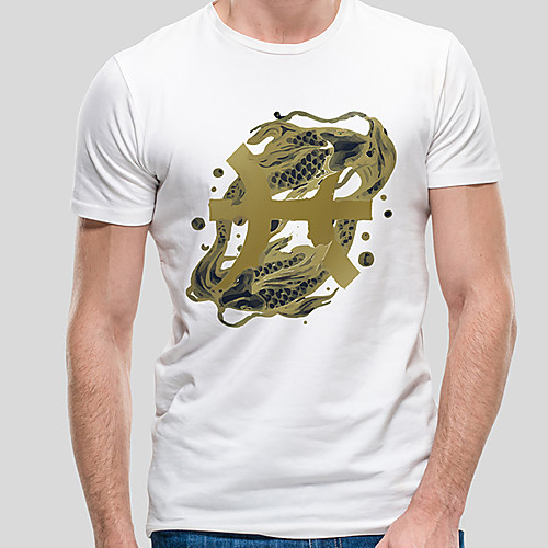 

Men's Unisex Tee T shirt Hot Stamping Graphic Prints Fish Plus Size Print Short Sleeve Casual Tops 100% Cotton Basic Designer Big and Tall White