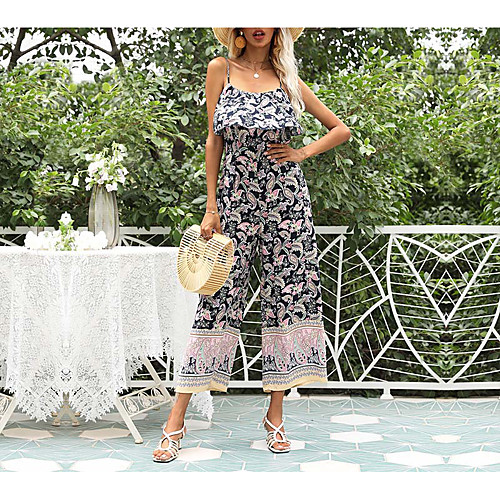 

Women's Bohemian Rompers Pants Flower / Floral Deep Blue