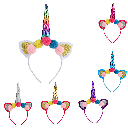 

Unicorn Holiday Jewelry Girls' Movie Cosplay Cosplay Costume Party Golden White Purple Hair Jewelry Christmas Children's Day New Year Plastics