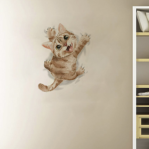 

3D Cute Scratching Wall Cat Cartoon Home Children's Room Background Decoration Can Be Removed Stickers