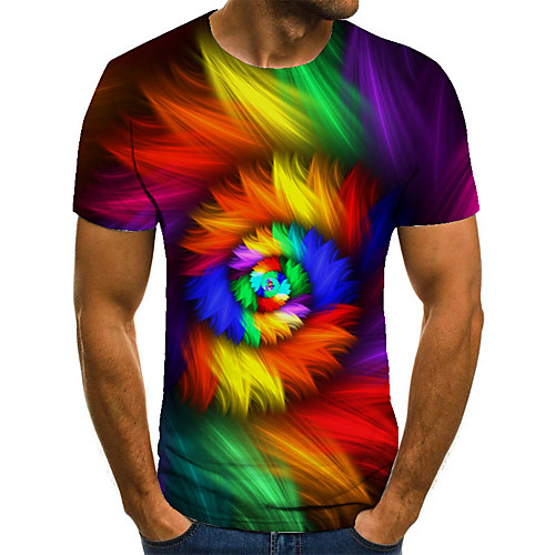 

Men's Unisex Tee T shirt 3D Print Rainbow Graphic Prints Plus Size Print Short Sleeve Casual Tops Basic Fashion Designer Big and Tall Rainbow
