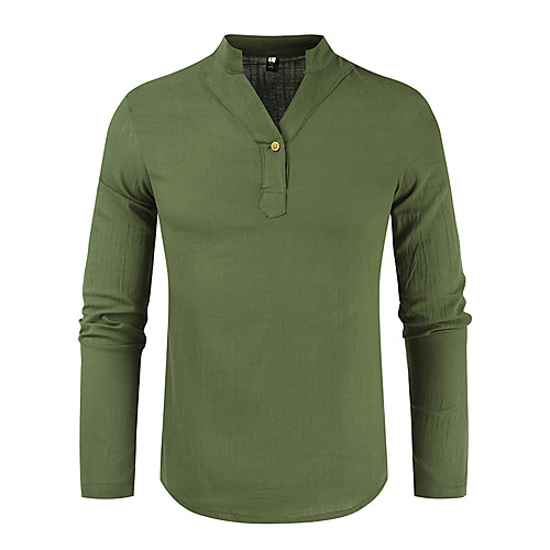 

Men's Shirt Solid Colored Long Sleeve Casual Tops Business Fashion Standing Collar Blue Army Green Khaki