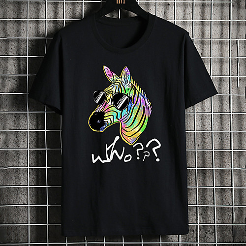 

Men's Unisex Tee T shirt Hot Stamping Graphic Prints Horse Plus Size Print Short Sleeve Casual Tops Cotton Basic Fashion Designer Big and Tall White Black