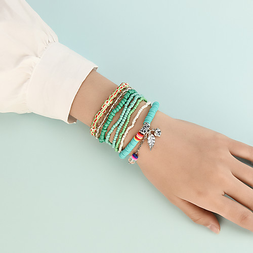 

Boho Bead Bracelet Set Stacking Stackable Wedding Birthday Fashion Holiday Sweet Boho Acrylic Bracelet Jewelry Sage For Anniversary Prom Festival