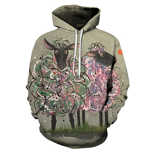 

Men's Unisex Plus Size Pullover Hoodie Sweatshirt Graphic Prints Sheep Print Hooded Casual Daily Holiday 3D Print Basic Designer Hoodies Sweatshirts Long Sleeve Blue Blushing Pink Green
