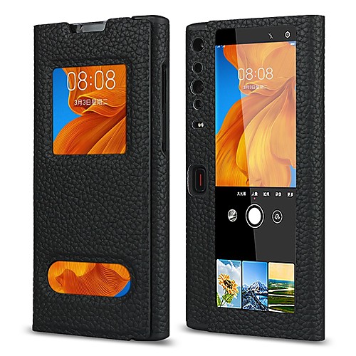 

Flip Leather Window Phone Case for Huawei Mate XS View Flip Cover with Kickstand Full Protective Cover