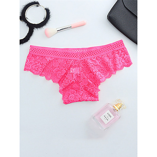 

Women's Lace / Print Brief Micro-elastic Low Waist 1 PC Wine One-Size