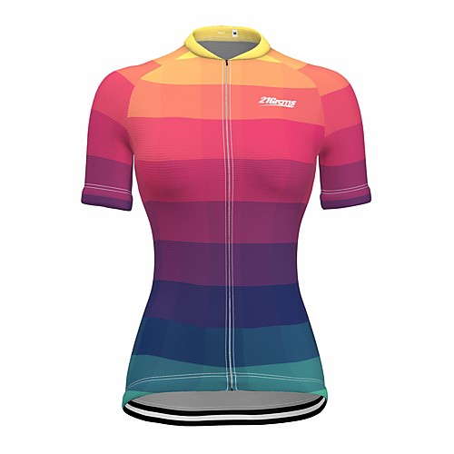 

21Grams Women's Short Sleeve Cycling Jersey Summer Spandex Polyester Red Gradient Bike Jersey Top Mountain Bike MTB Road Bike Cycling Quick Dry Moisture Wicking Breathable Sports Clothing Apparel