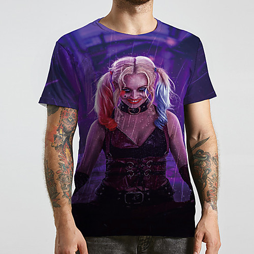 

Men's Unisex Tee T shirt 3D Print Graphic Prints Human Plus Size Print Short Sleeve Casual Tops Basic Designer Big and Tall Blue