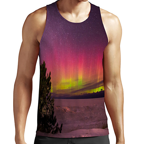 

Men's Unisex Tank Top Undershirt 3D Print Scenery Graphic Prints Plus Size Print Sleeveless Casual Tops Basic Fashion Designer Breathable Fuchsia