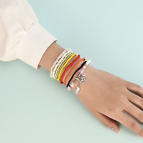 

Boho Bracelet Set Stacking Stackable Birthday European Korean Sweet Boho Acrylic Bracelet Jewelry White For Prom Date Birthday Beach Festival