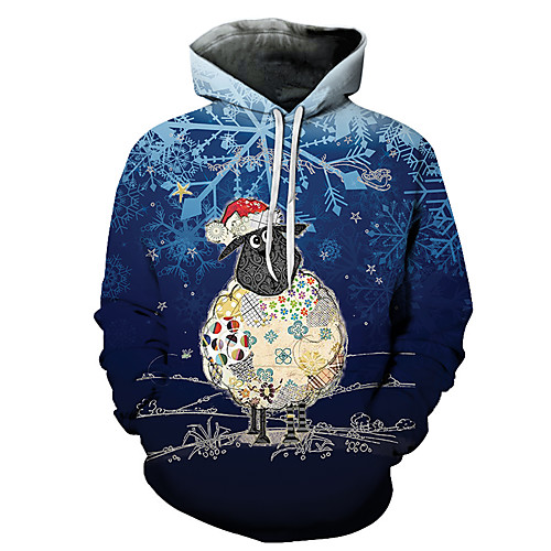 

Men's Unisex Plus Size Pullover Hoodie Sweatshirt Graphic Prints Animal Print Hooded Casual Daily Holiday 3D Print Basic Designer Hoodies Sweatshirts Long Sleeve Blue