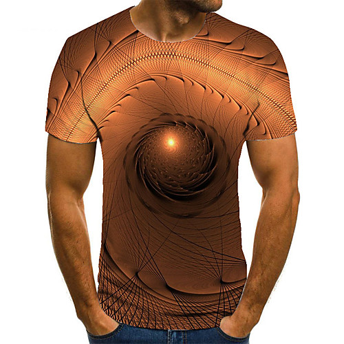 

Men's Unisex Tee T shirt 3D Print Graphic Prints Spiral Stripe Plus Size Print Short Sleeve Casual Tops Basic Fashion Designer Big and Tall Brown