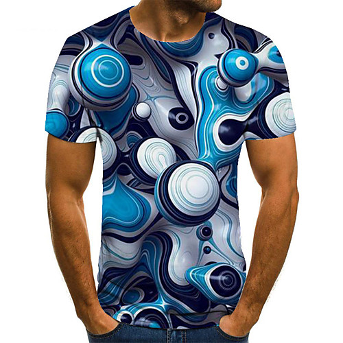 

Men's Unisex Tee T shirt 3D Print 3D Graphic Prints Plus Size Print Short Sleeve Casual Tops Basic Fashion Designer Big and Tall Blue