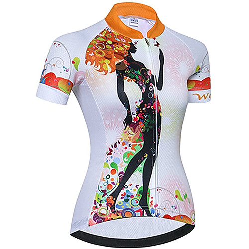 

21Grams Women's Short Sleeve Cycling Jersey Summer Spandex Polyester White Floral Botanical Bike Jersey Top Mountain Bike MTB Road Bike Cycling Quick Dry Moisture Wicking Breathable Sports Clothing