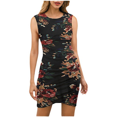 

2021 summer european and american new ebay amazon hot selling style sleeveless round neck ladies digital print dress