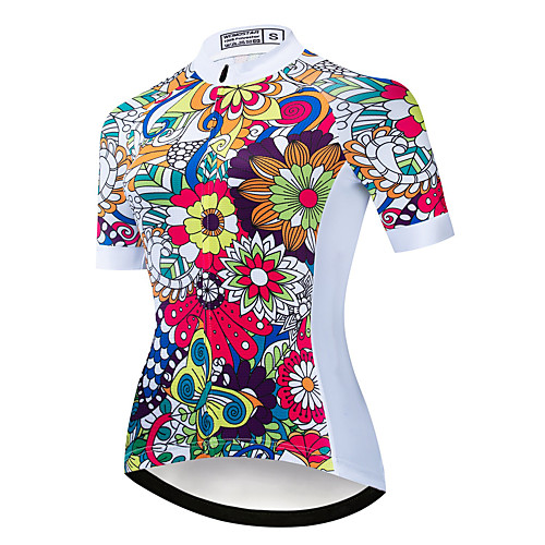 

21Grams Women's Short Sleeve Cycling Jersey Summer Spandex Polyester Red Floral Botanical Bike Jersey Top Mountain Bike MTB Road Bike Cycling Quick Dry Moisture Wicking Breathable Sports Clothing