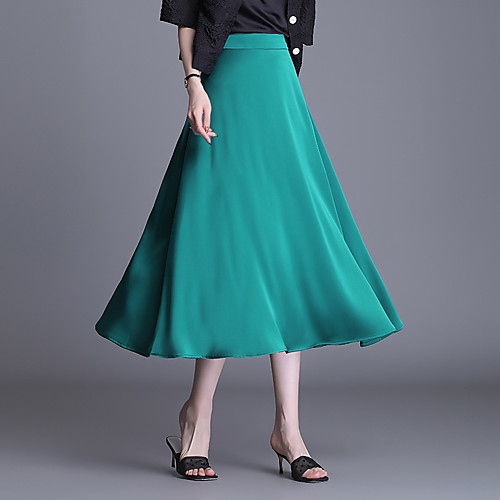 

Women's Going out Weekend Elegant Streetwear Skirts Solid Colored Black Green