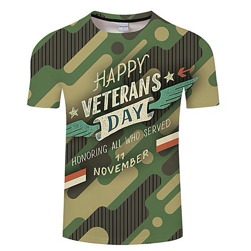 

Men's Unisex Tee T shirt 3D Print Holiday Graphic Prints Plus Size 3D Print Print Short Sleeve Casual Tops Basic Designer Big and Tall Green Dark Gray