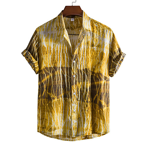 

Men's Shirt Graphic Prints Button-Down Short Sleeve Casual Tops Casual Fashion Hawaiian Breathable Yellow